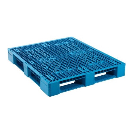 Monoflo International Global Industrial Rackable & Stackable Pallet Poly 4-Way 48inx40in 30000 Lb Stat Cap Blue RP4840-IM-PP